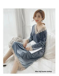 Plus Size 5XL Sleep Dress Women Winter Long Sleeve Sexy Luxury Velvet Spring Autumn Winter Style Korean Version Velvet Nightgown