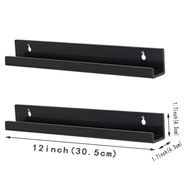 Acrylic Vinyl Record Shelf for Album Cover Wall Displays 2pcs-12inch-Black