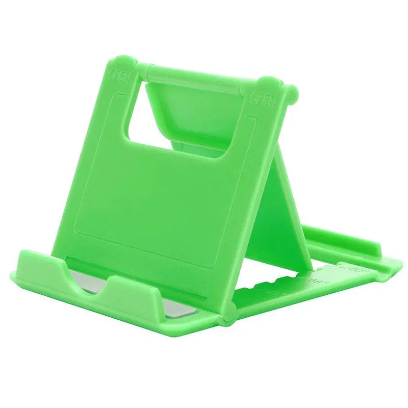 Adjustable Folding Plastic Phone Stand for Desk Viewing Green