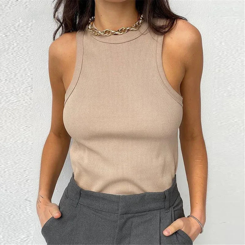 Ribbed Knit Tank Top Women – Sleeveless Summer Vest Top