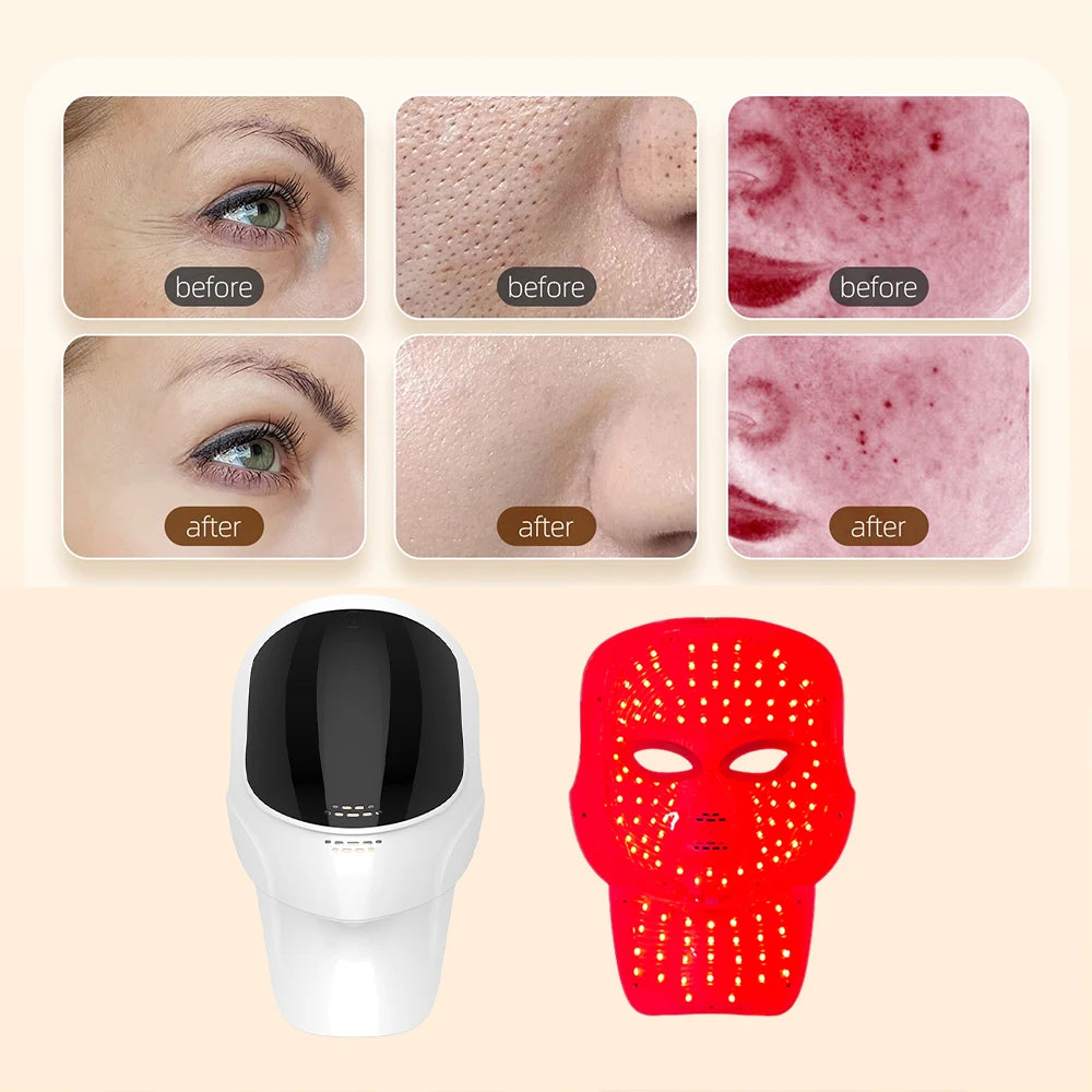 Wireless Face With Neck 7 Colors LED Photon Beauty Mask Red Light Facial Rejuvenation LED Mask Skin Tighten Skin Care Tool