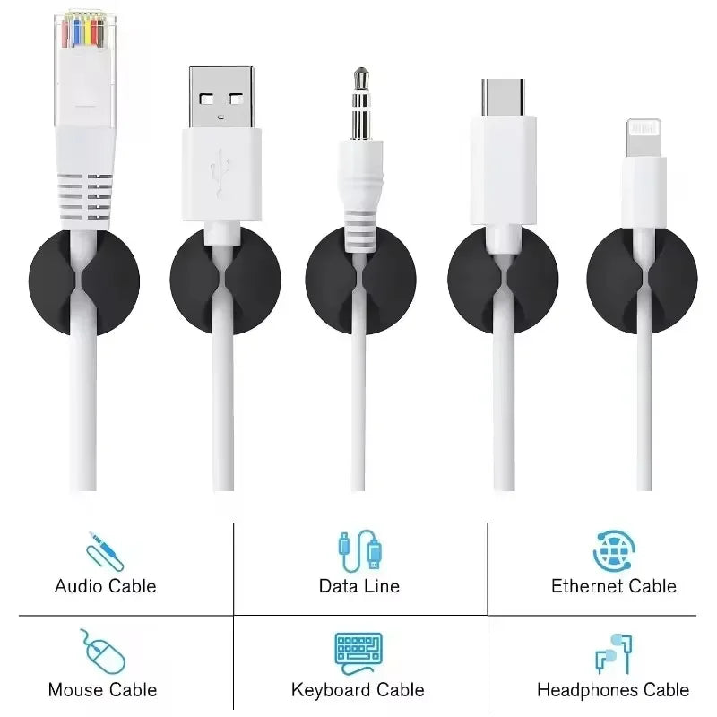 Self Adhesive Round Desk Cable Clips for Charging Leads