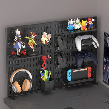 Customizable Desktop Pegboard Organizer No Drill For Gaming Desk Controller Headphone Figure Mouse Storage Hooks
