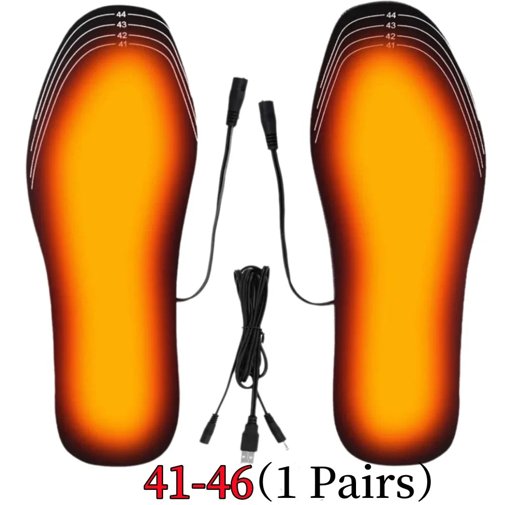 USB Rechargeable Heated Insoles Size 35-46 DIY Customizable Electric Heated Shoes Pad for Outdoor Skiing Winter Foot Warmers 41-46(1 Pairs)