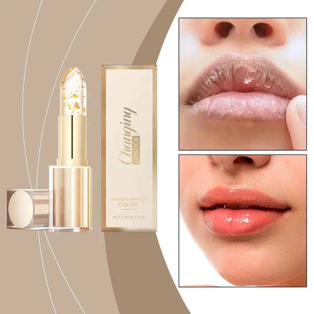 3.5g Transfer-Proof Color-Changing Lipstick Gold Leaf Discoloration Nourish Moisturize Water Light Softening Non-greasy Lip Blam