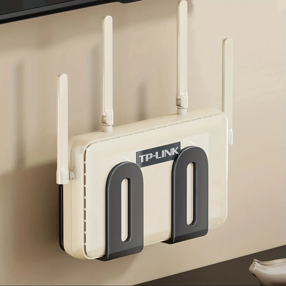 No Drill Wall Mounted Router Holder for Bedroom Cable Storage Black