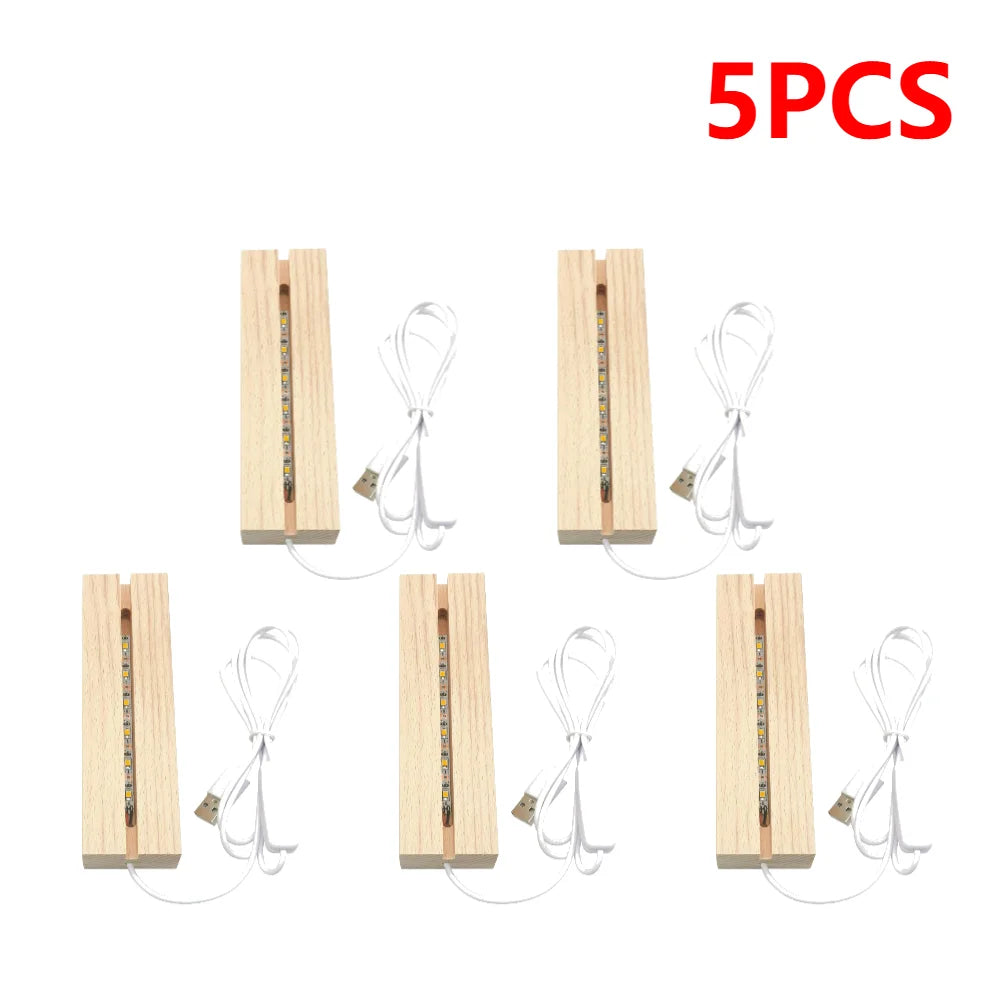 LED Display Base with Wooden Slot for Acrylic Art Panels 5PCS