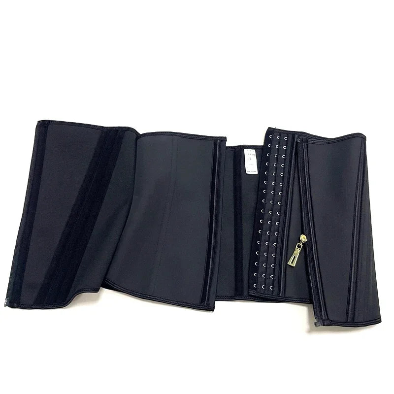 Women Latex Waist Trainer Shapewear 13 Bones Corset with Zipper and 3-Row Hook Tummy Control Body Shaper Slimming Cincher Belt