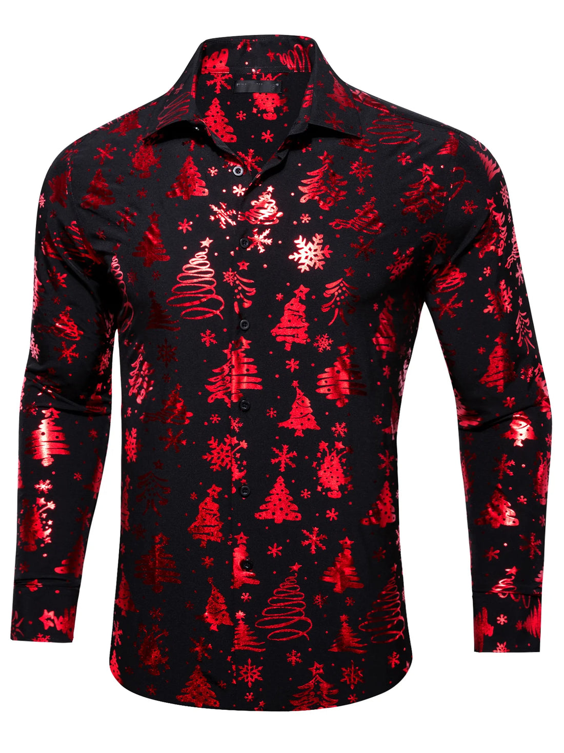 Christmas Theme Men's Golden Christmas Tree 3D Printed Formal Shirts Christmas Graphic Long Sleeve Shirt Fashion Men's Shirts