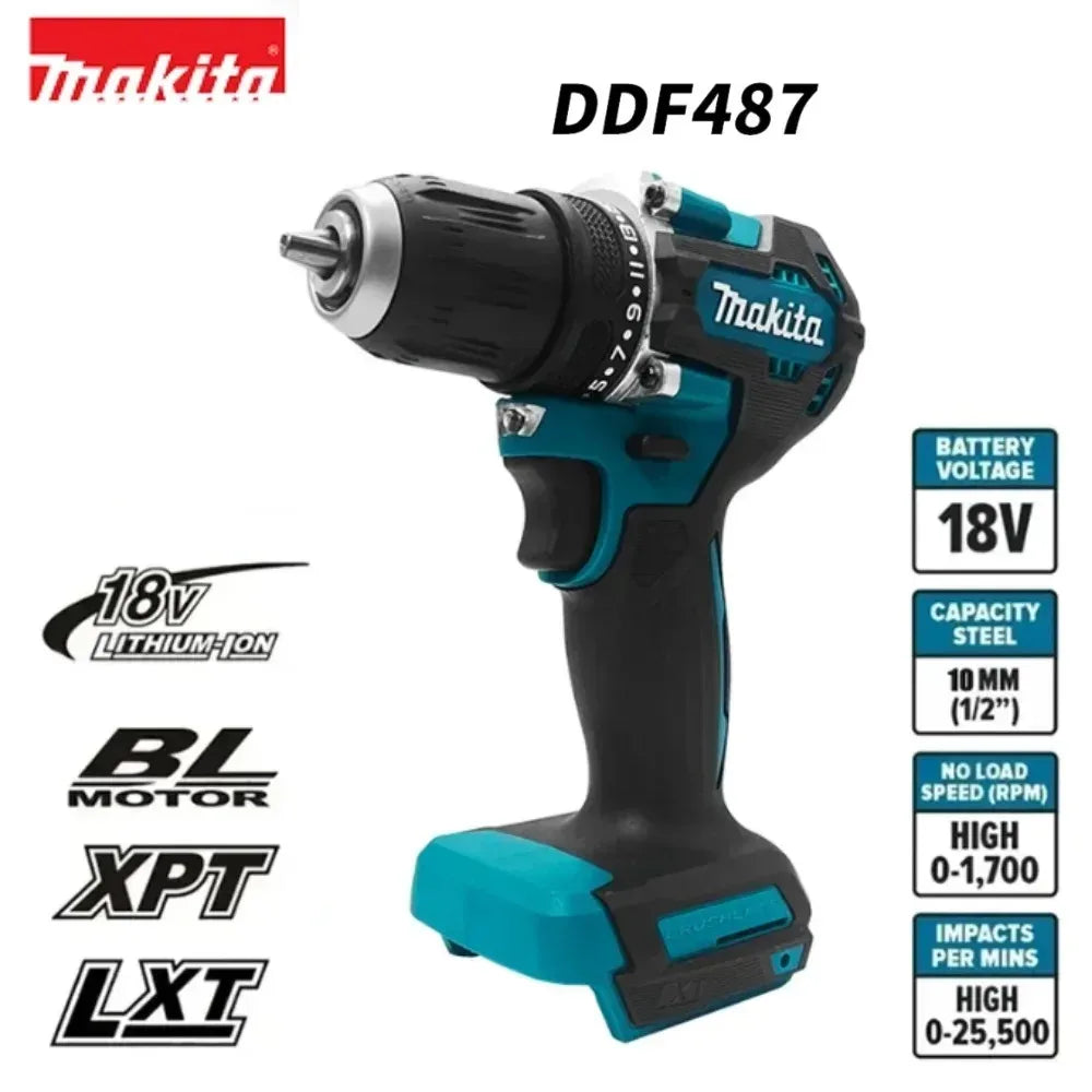 Makita 18V Brushless Screwdriver Cordless Drill Driver DDF487 Tool