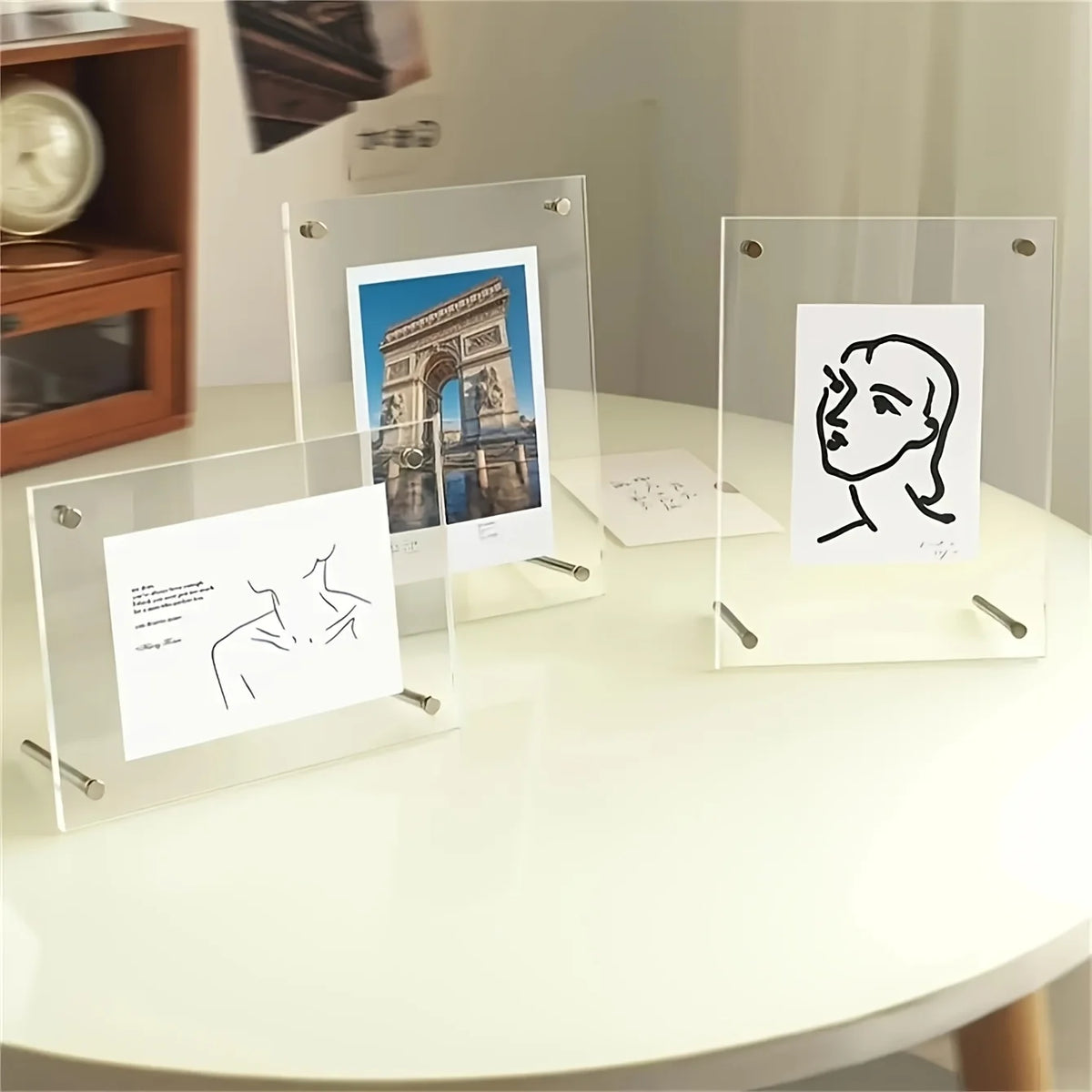 Acrylic Photo Frame with Metal Legs for Desktop Displays Photo Frame