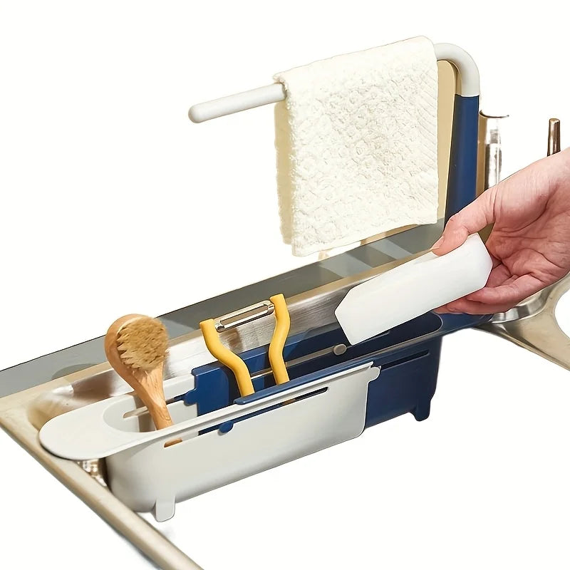 Telescopic Sink Shelf Kitchen Sinks Organizer Soap Sponge Holder Sink Drain Rack Storage Basket Kitchen Gadgets Accessories Tool