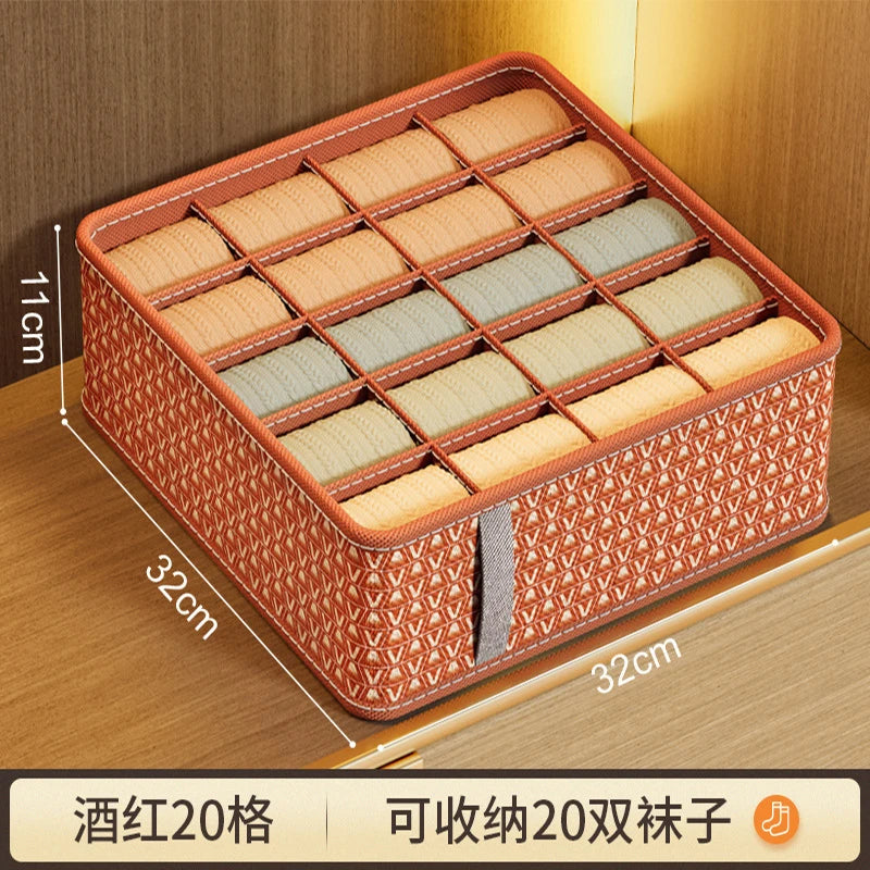 Divided Fabric Drawer Organiser for Underwear Bras and Socks 20ge