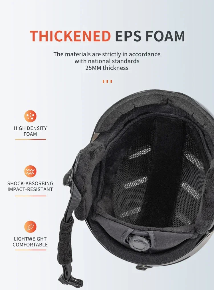 Seeker Ski Helmet with Goggles Winter Snow Helmet Outdoor Sports Alpine Skiing Skating Helmet Adult Men's and Women's Ski Helmet