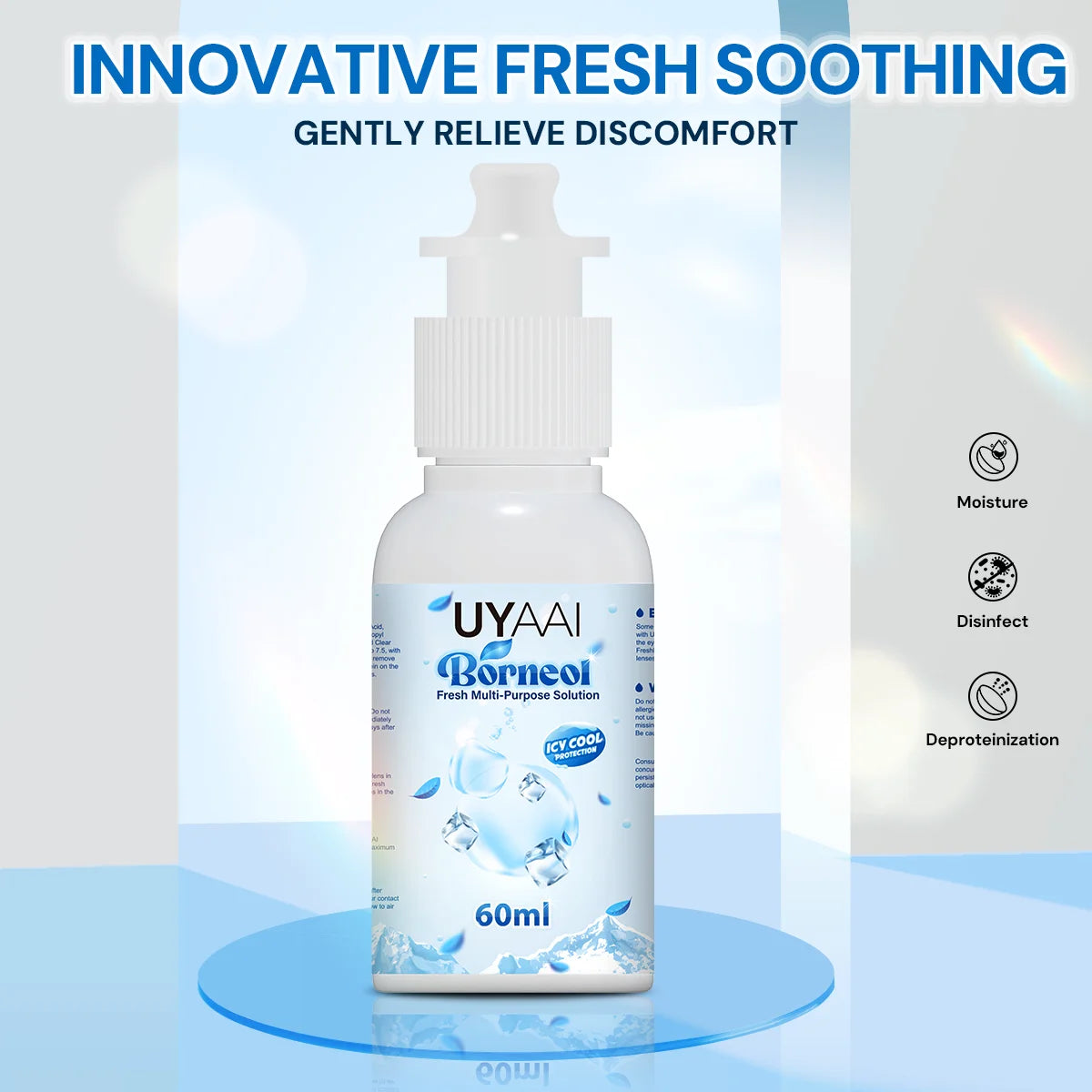 (New)UYAAI 60ML Contact Lens Liquid Nursing Solution For Contact Lenses Drops Beauty Pupil Cleaning Moisturizing Eye Health Care