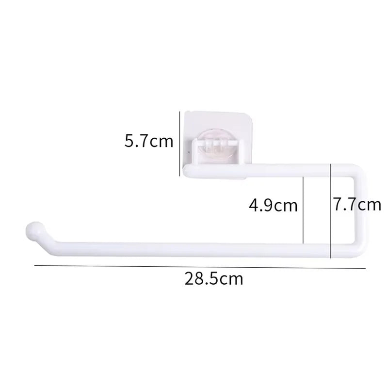 Hanging Kitchen Paper Holder Roll Paper Rack Bathroom Towel Stand No-Drilling Toilet Paper Holder Home Storage Tissue Racks White-28cm