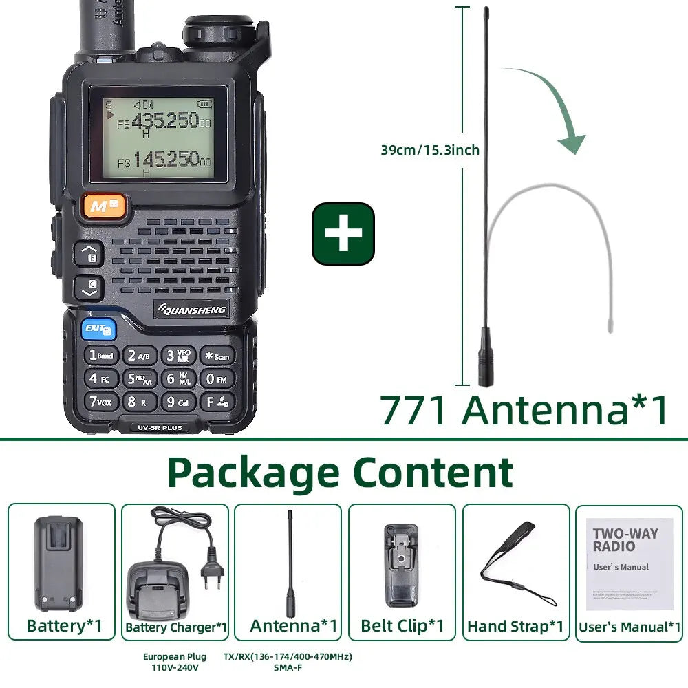 Quansheng UV-5R Plus Dual Band Walkie Talkie – Long Range UHF/VHF Two-Way Radio with NOAA Weather - Dicrodelights