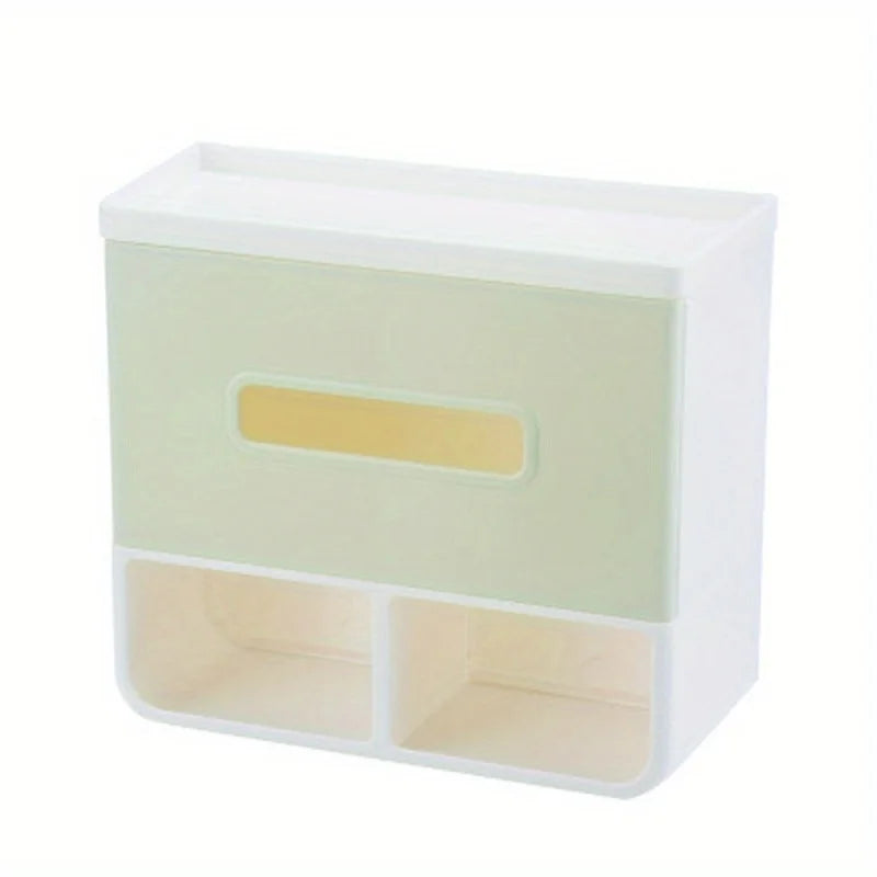 Wall-Mounted Tissue Box with Shelf and Storage Compartments