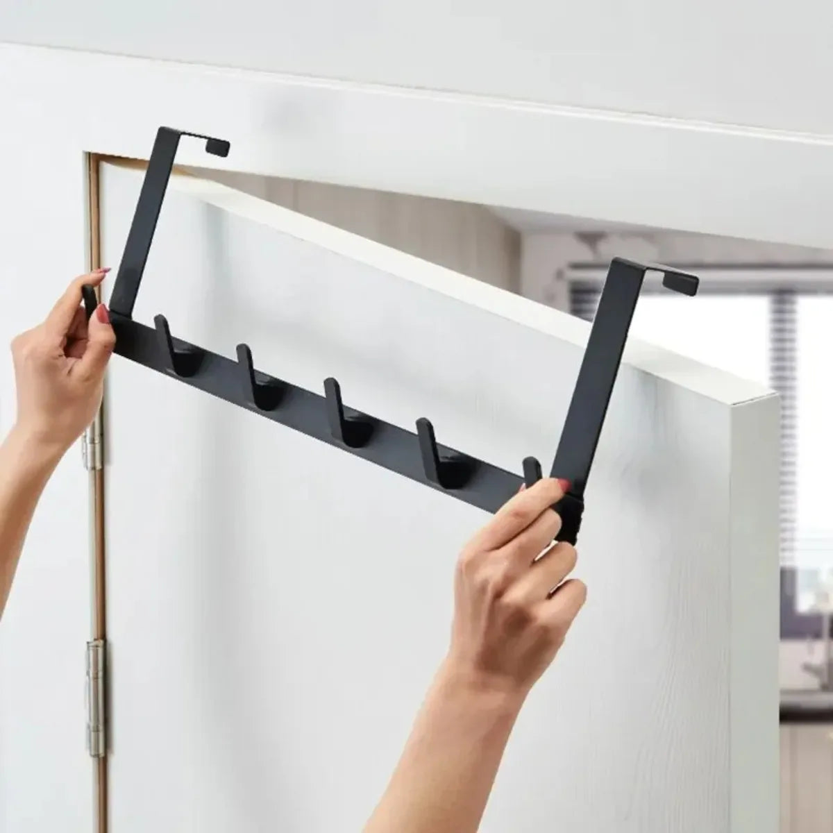 Five Hook Iron Over Door Rack for Bedroom Clothes Storage
