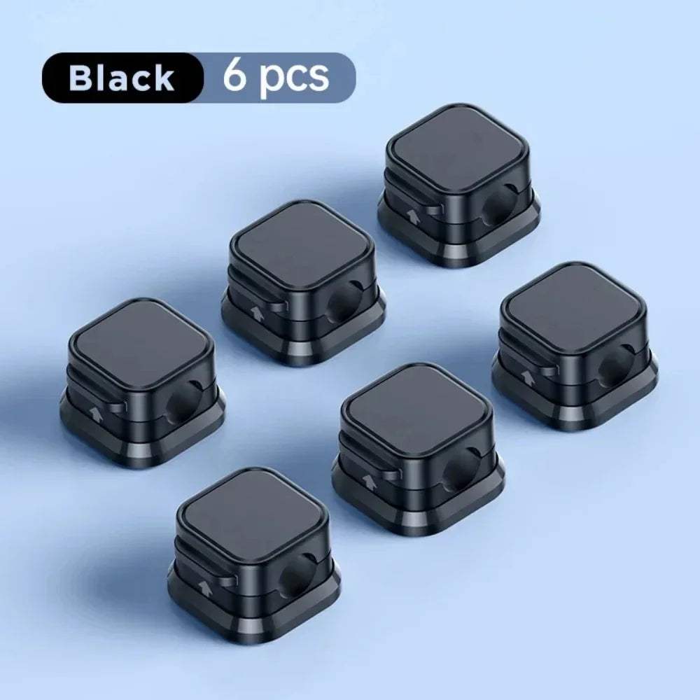 Magnetic Desk Cable Holders for Charging and Audio Leads 6PCS Black
