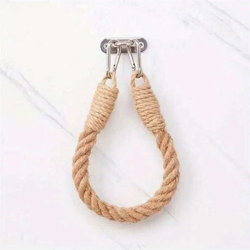 1Pc Retro Hemp Rope Toilet Paper Holder, Rust Proof Portable Assembly Towel Holder for Bathroom Kitchen Use 1PC