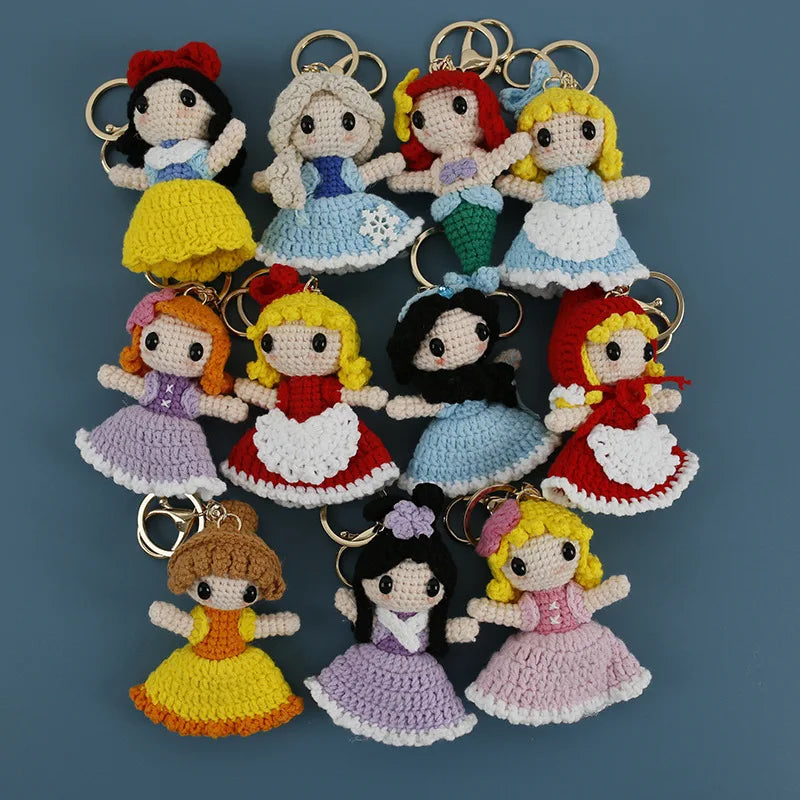 10cm Anime Figures Princess Stuffed Dolls Crochet Knitted Key Chains Backpack Hangings Valentine Graduation Birthday Gifts