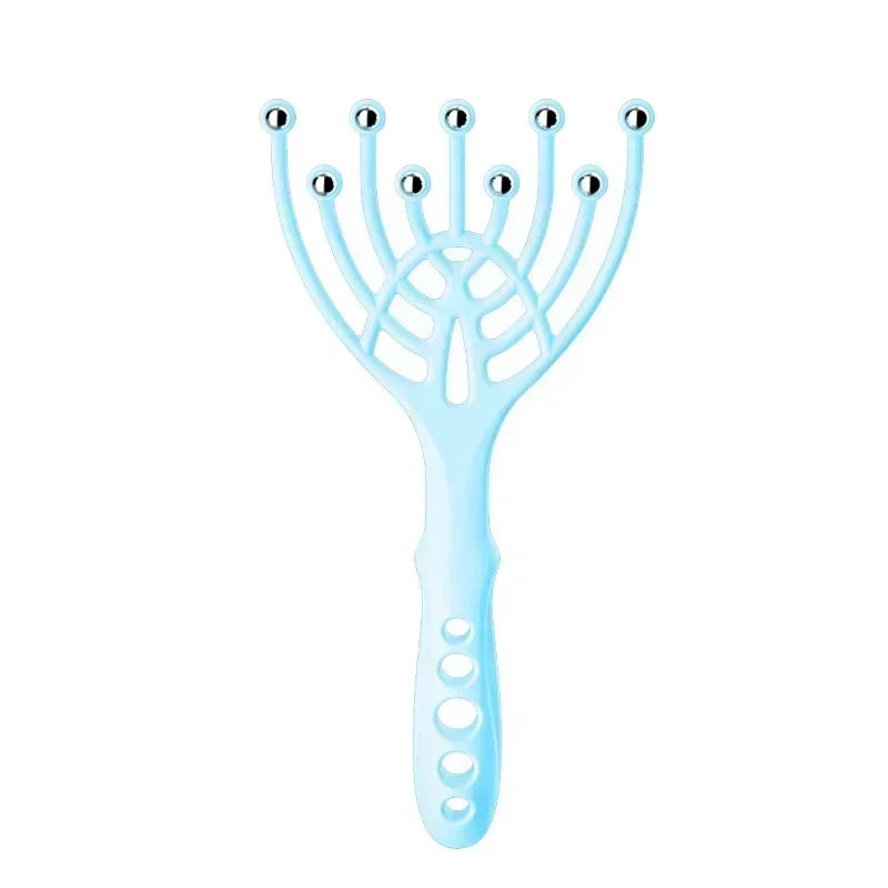 1 Pc Head Massager Scalp Neck Comb Roller Five Finger 9 Claws Steel Ball Hand Held Relax Spa Hair Care For Hair Stress Relief Blue China Mainland