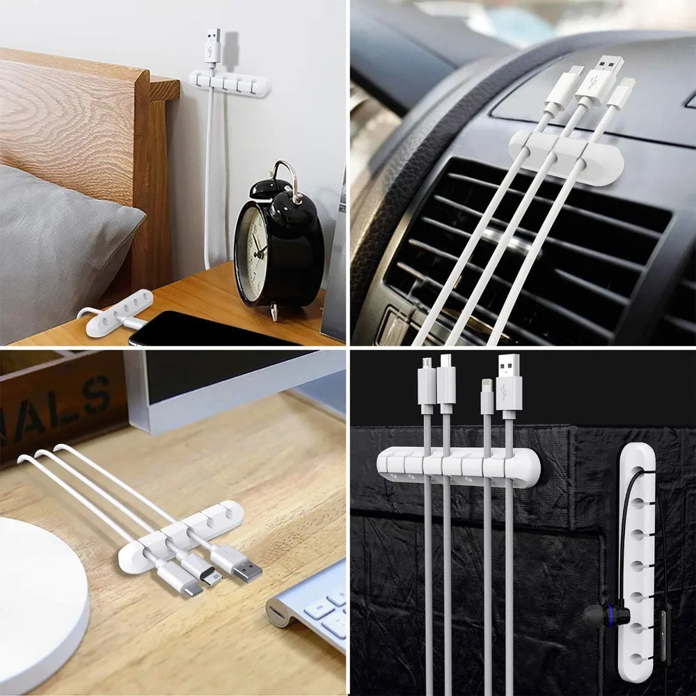 Self Adhesive Silicone Cable Organiser for Desk Lead Storage