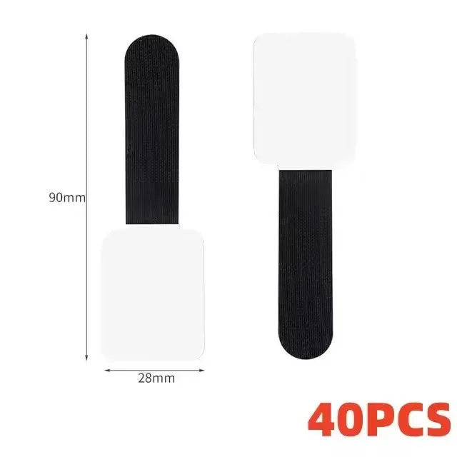 Self Adhesive Nylon Cable Straps for Under Desk Storage 40PCS Black