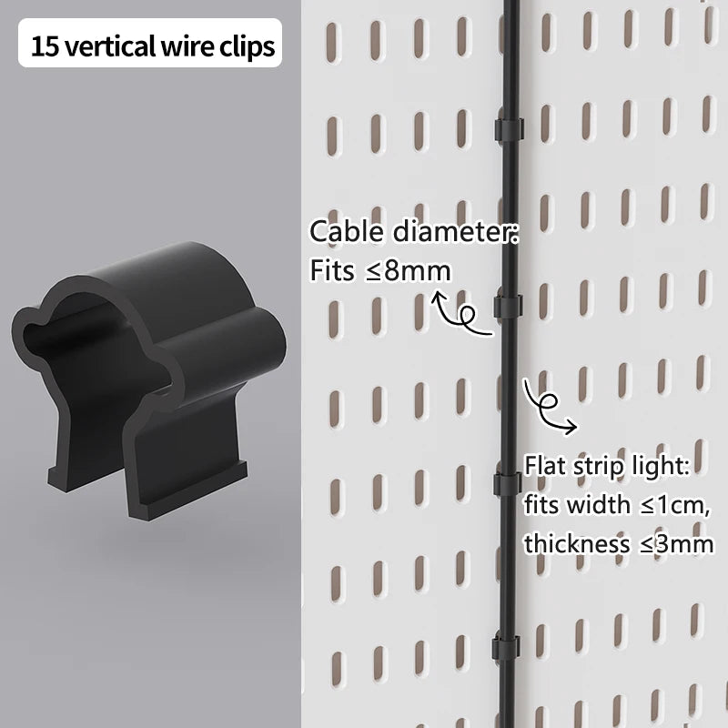 Wall Mounted Desk Pegboard Storage for Gaming Accessories B Vertical wire clip