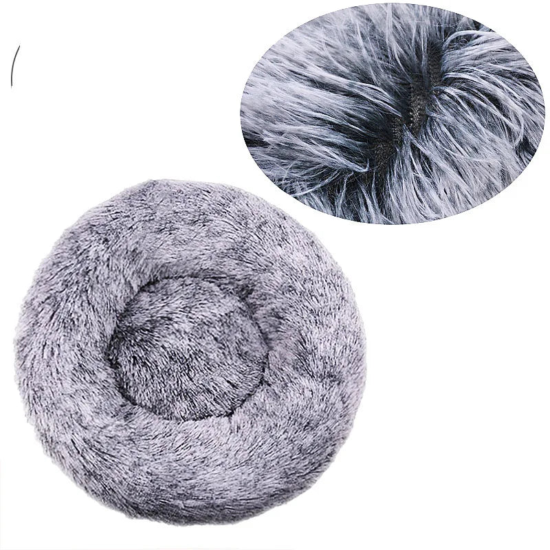 40-90cm 6 Sizes Round Pet Bed for Large Dog Bed Super Soft Cat Bed Plush Dog House for Medium Dog House Winter Warm Sleeping Gradient light gray