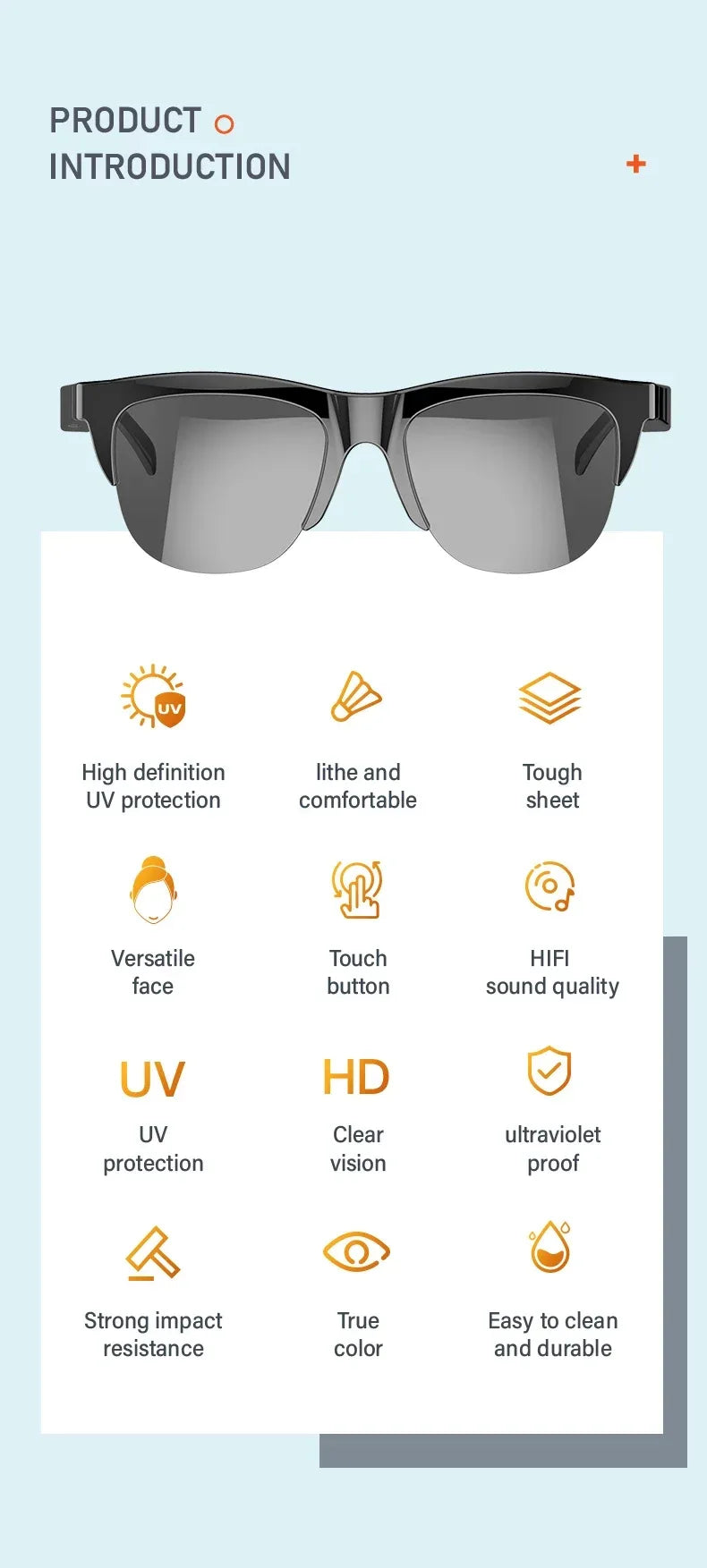 Smart Bluetooth Audio Sunglasses with Mic & UV Protection