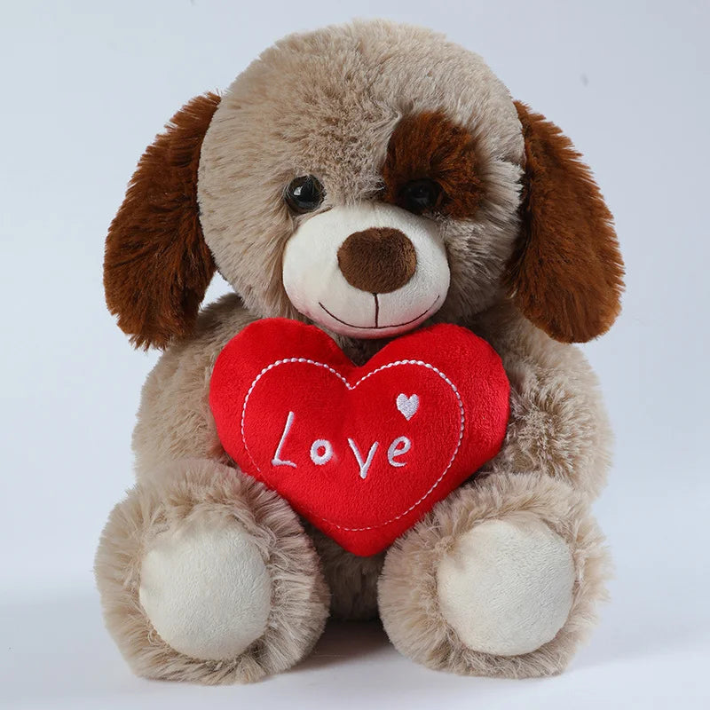 25CM Cute Heart Bear Dog Plush Toys Red Heart Print Love Creative Animal Stuffed Doll For Lovers Valentine's Day Gifts dog