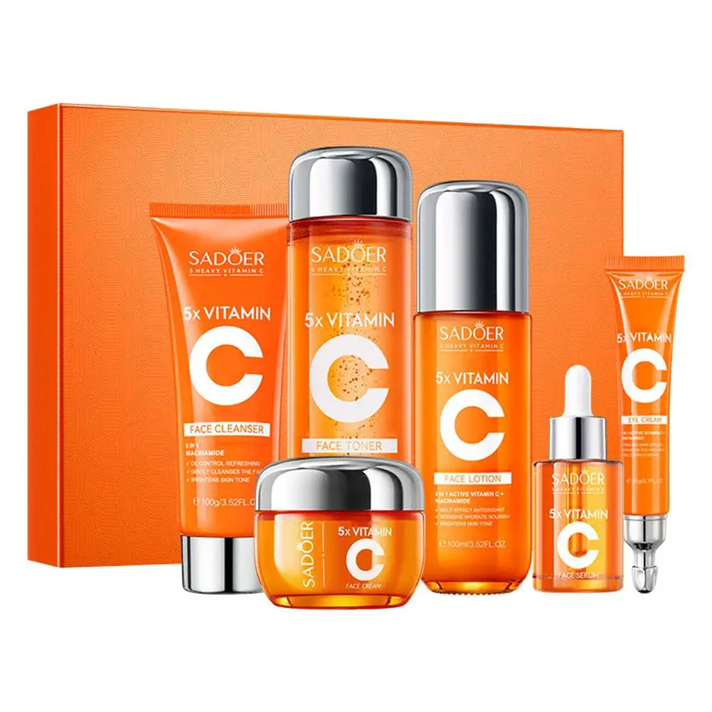 5-Step Vitamin C Korean Skincare Set – Buy Complete Anti-Aging & Hydrating Face Care Kit for Bright, Smooth Skin Red