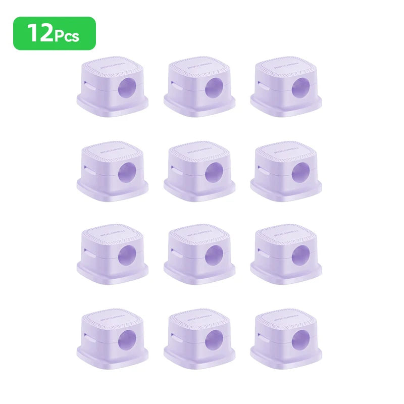 Self Adhesive Magnetic Desk Cable Clips for Charging Leads Purple 12PCS