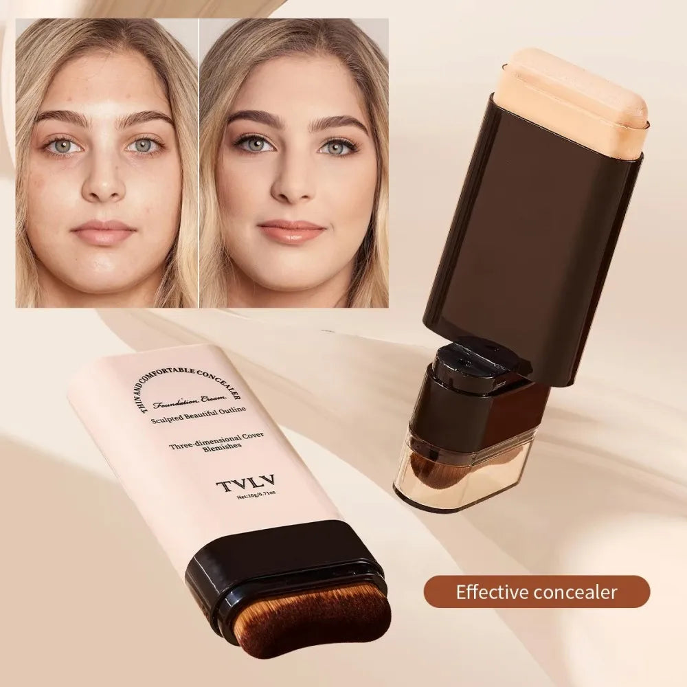 TVLV Eraser Foundation Make-Up Stick 20g, With Brush to Brighten Skin Liquid Foundation, Non-Marking, Long-Lasting Makeup Concea