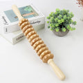 Body Fascia Massager Anti-slip Handle Wood Grooved Gear Arms Legs Thighs Buttocks Smooth Roller Massager for Back Relaxation