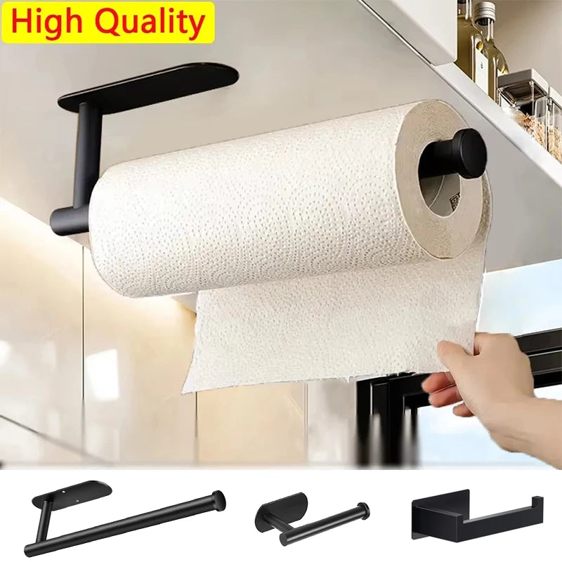 Kitchen Paper Towel Holder Adhesive Tissue Hanger Toilet Roll Paper Dispenser Cabinet Storage Napkin Rack Bathroom Accessories