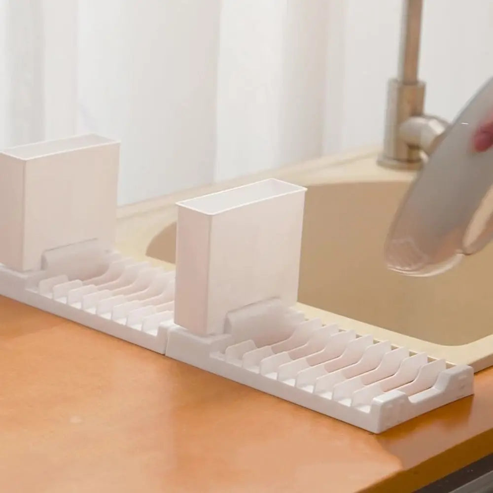 Foldable PP Dish Drying Rack for Kitchen Worktop Use