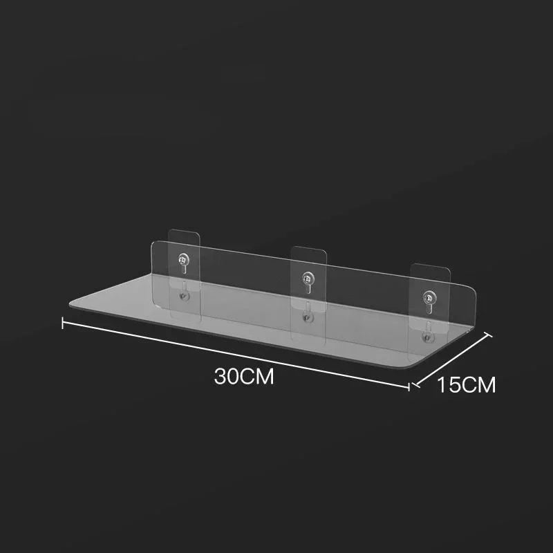 Clear Floating Wall Shelf No Drill, Waterproof, 20cm to 50cm Sizes