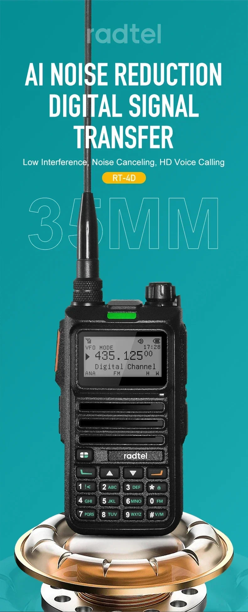 Radtel RT-4D DMR Radio Digital Walkie Talkie Dual Mode Analog Two Way Radio Dual Time Slot Ham Radio 1024 Channels - Dicrodelights
