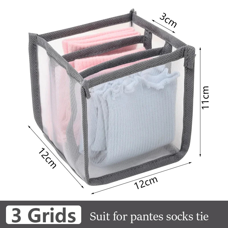 Fabric Bra Drawer Organiser for Sports Bras Socks and Underwear 3grids-gray