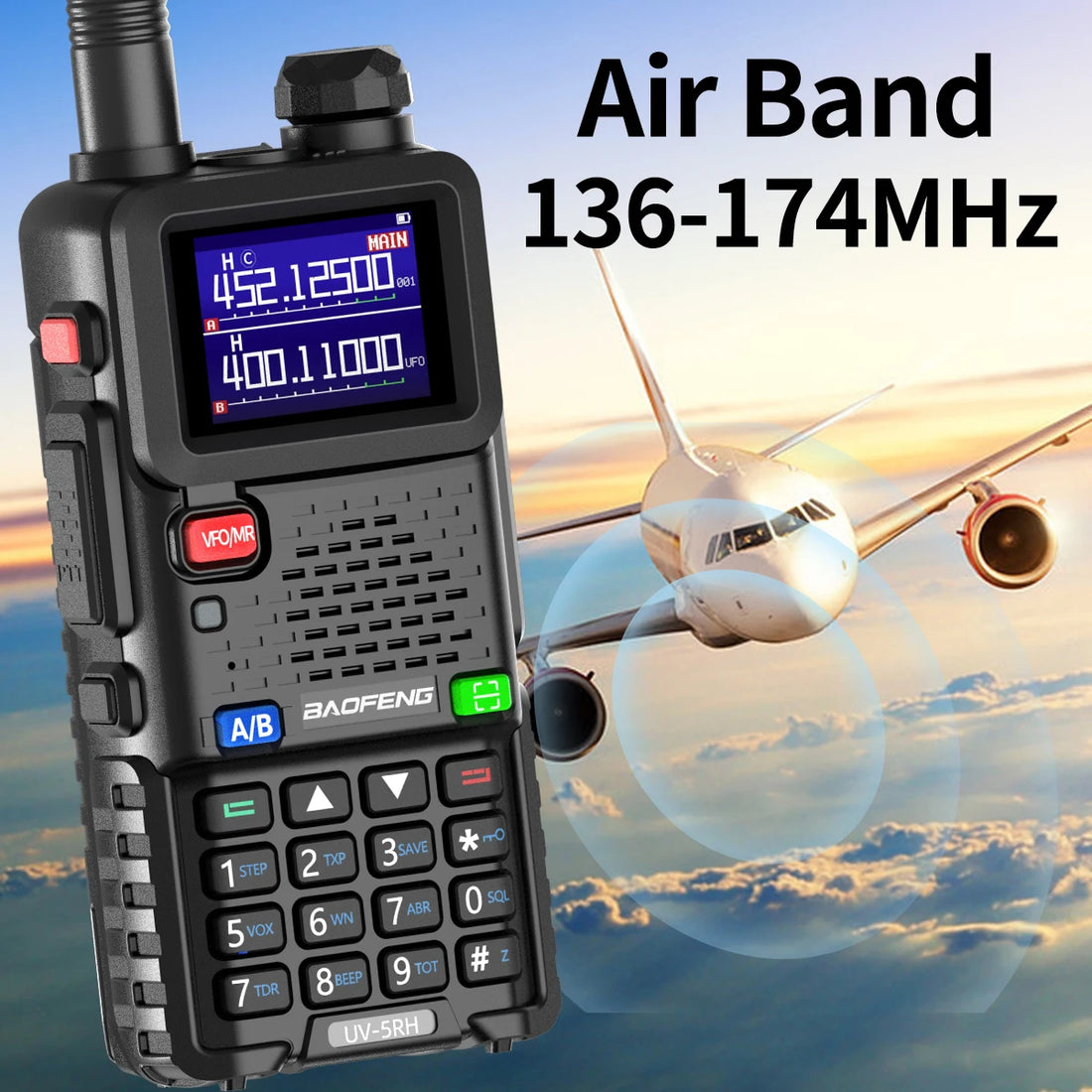 Baofeng UV-5RH 15W Pro Max Air Band Walkie Talkie Long-Range Two-Way Ham Radio with Type-C Charging - Dicrodelights