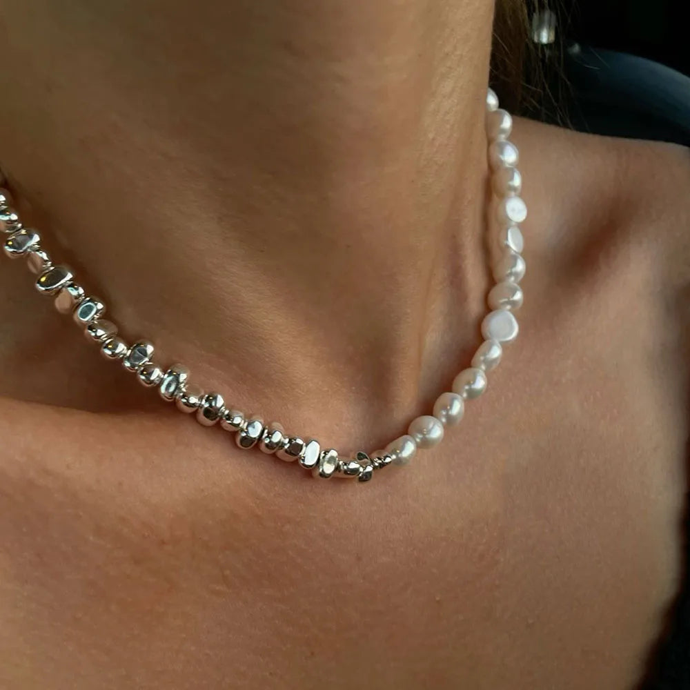 Elegant Irregular CCB &Pink Stone Beads Chain Heart Pendant Necklace For Women Choker Dinner Party Valentine's Jewelry N0498 N0489-4