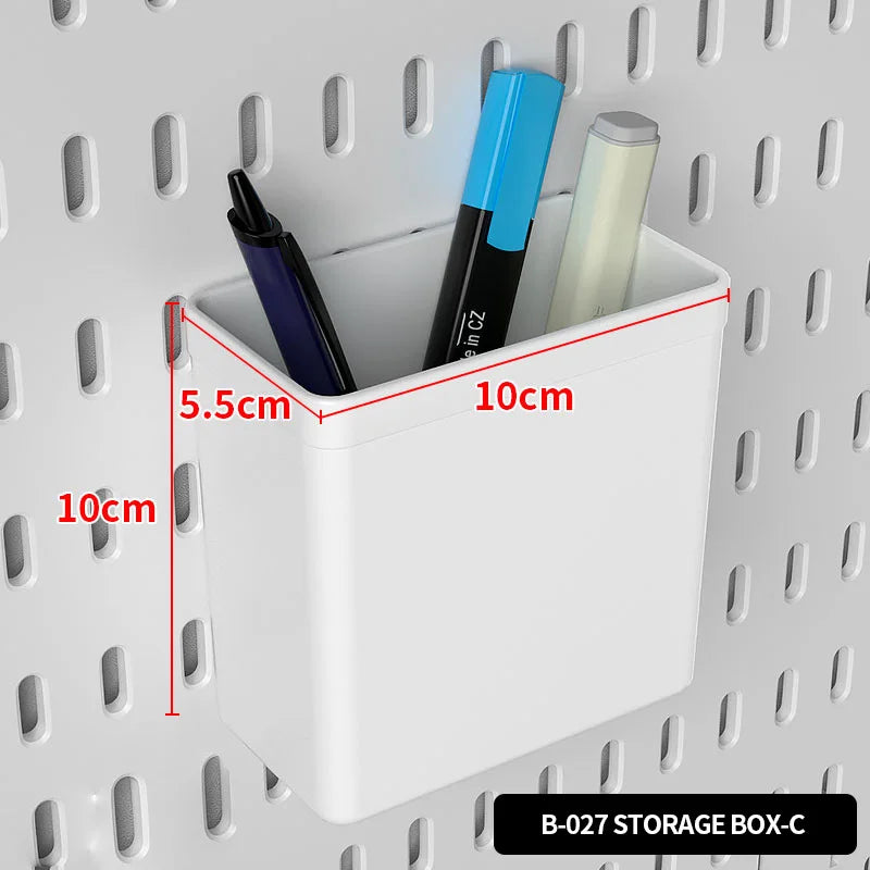 Customizable Desktop Pegboard Organizer No Drill For Gaming Desk Controller Headphone Figure Mouse Storage Hooks White Storage Box-C
