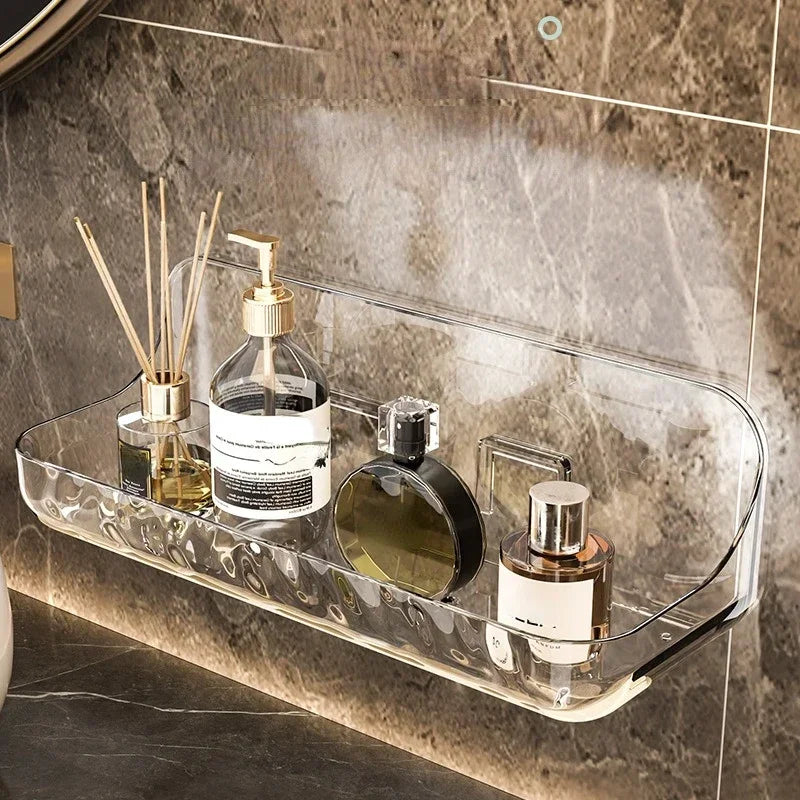 Clear Acrylic No Drill Bathroom Shelf for Skincare Storage