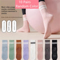 1/3/6/10 Pair Anti Slip Yoga Socks Female Medium Tube Socks lady Anti Slip Silicone Indoor Fitness Pilates Women's Sports Socks 10 Pair-1