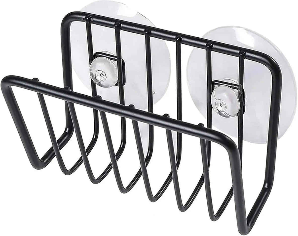 Suction Cup Sponge Holder for Tidy Kitchen Sink Storage black