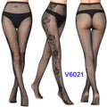 Women Sexy Fishnet Tights Jacquard Weave Seamless Pantyhose Yarns Garter Grid Fish Net Stockings Black Spider Gothic Lace Tights V6021 One Size
