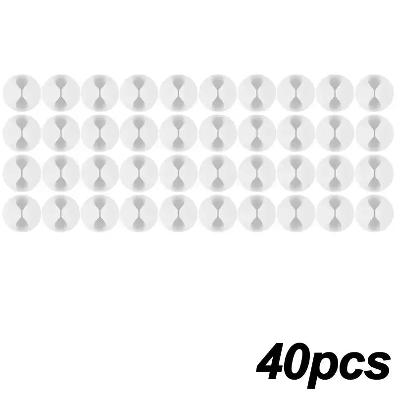 Self Adhesive Round Desk Cable Clips for Charging Leads 40x White
